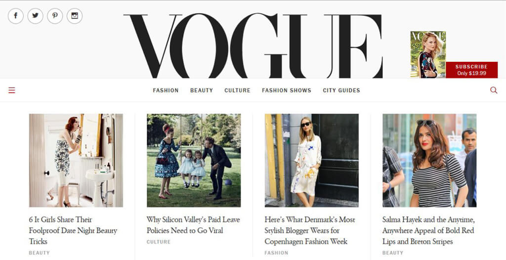 Vogue-homepage-wordpress-website - 99 Robots