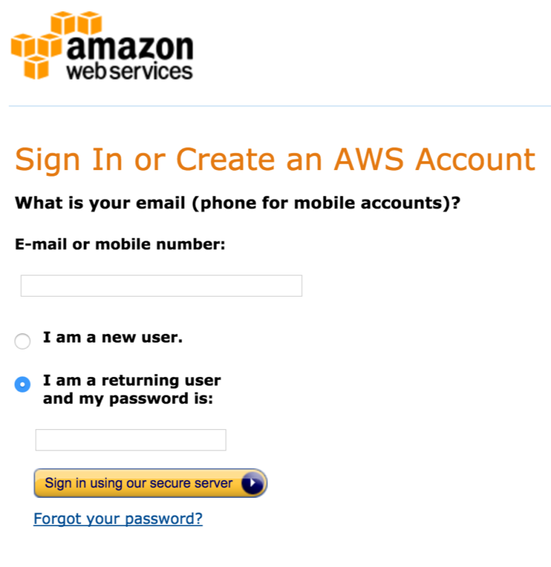 Sign In or Create an AWS Account